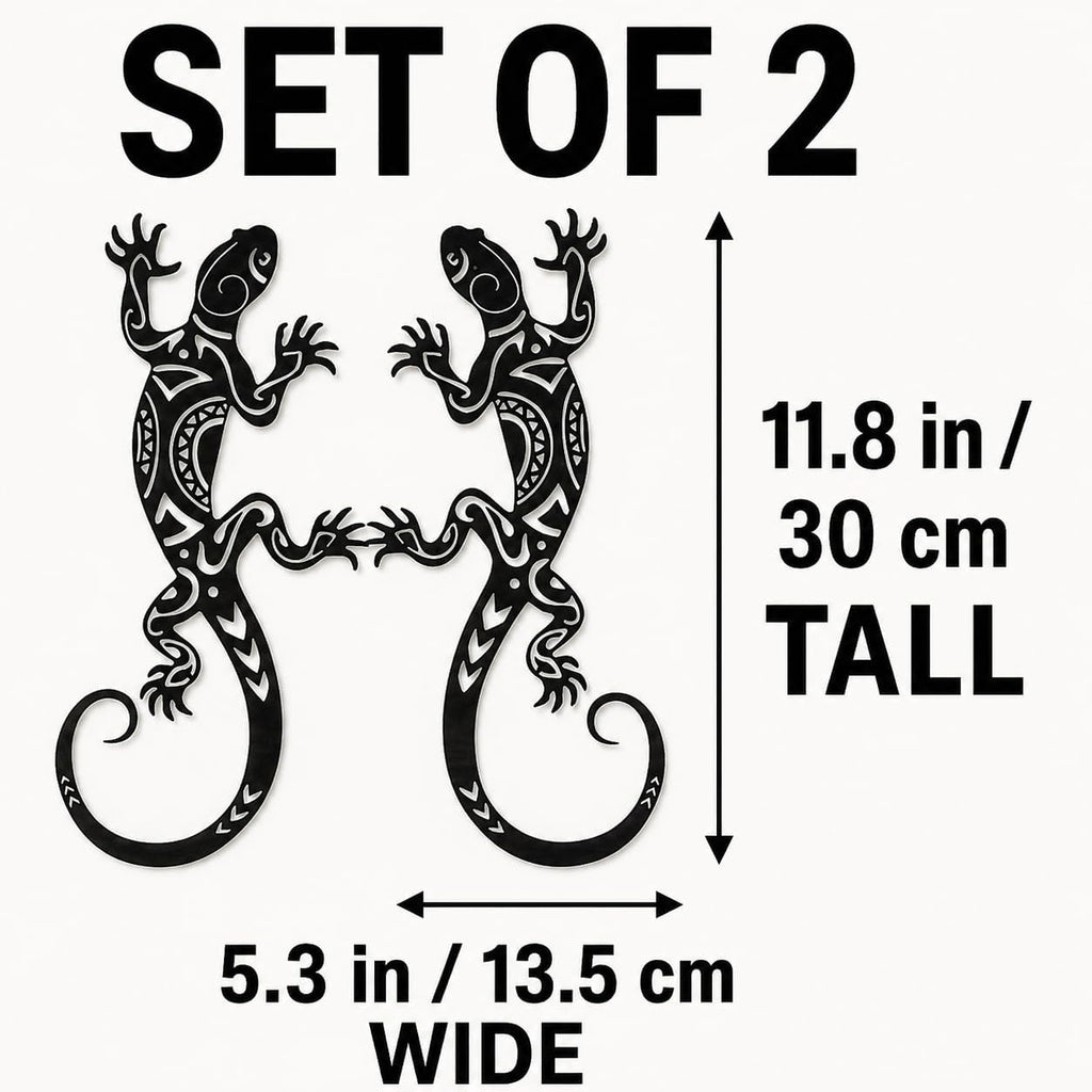 2Pcs Metal Gecko Wall Decor