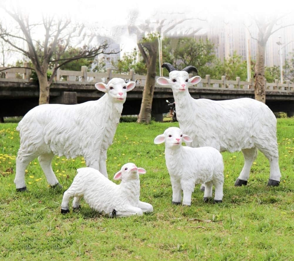 Large White Sheep Garden Statue