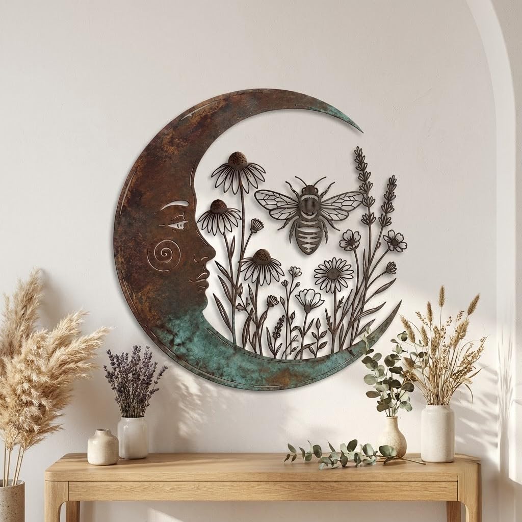 Moon Bee Metal Wall Art