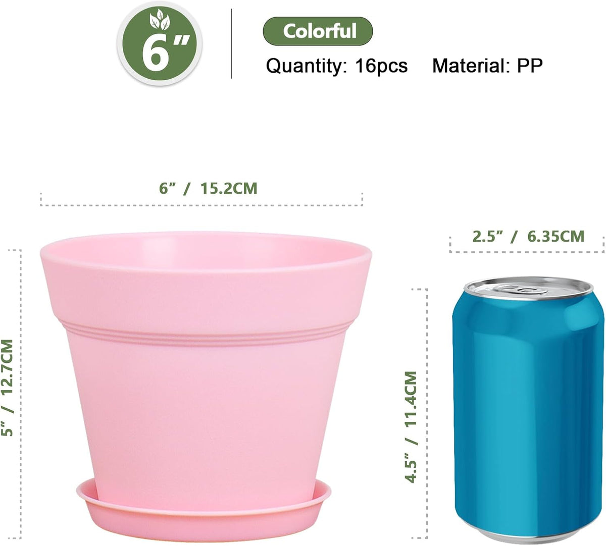 6 Inch Nursery Pots 16 Pack
