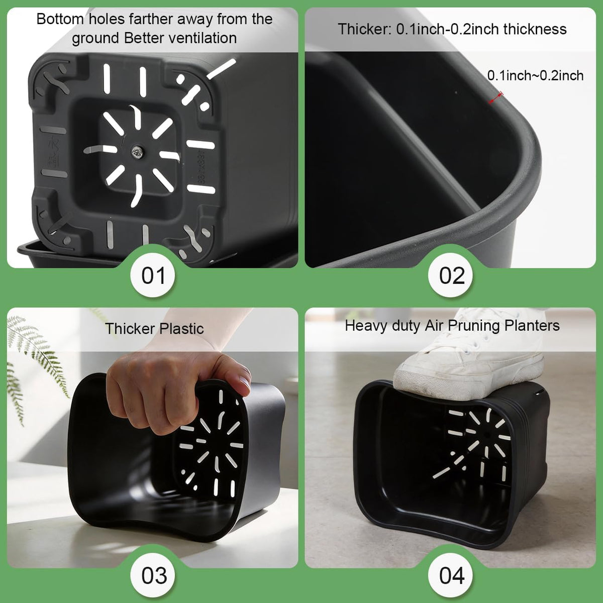 8 Inch Square Planters 6 Pack