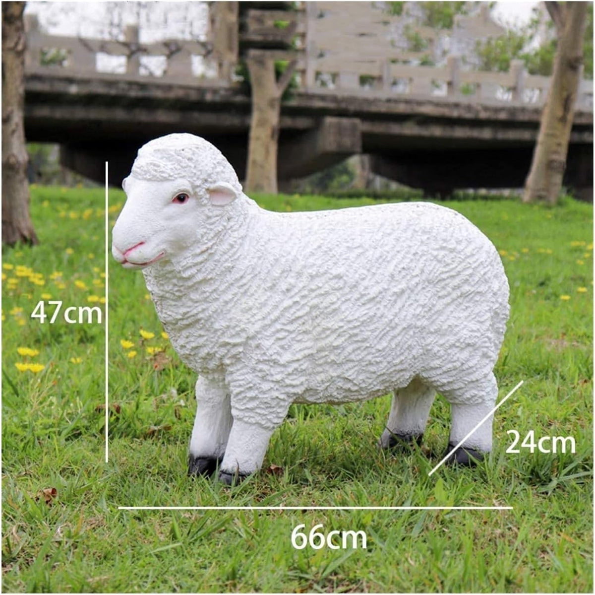 Large White Sheep Garden Statue