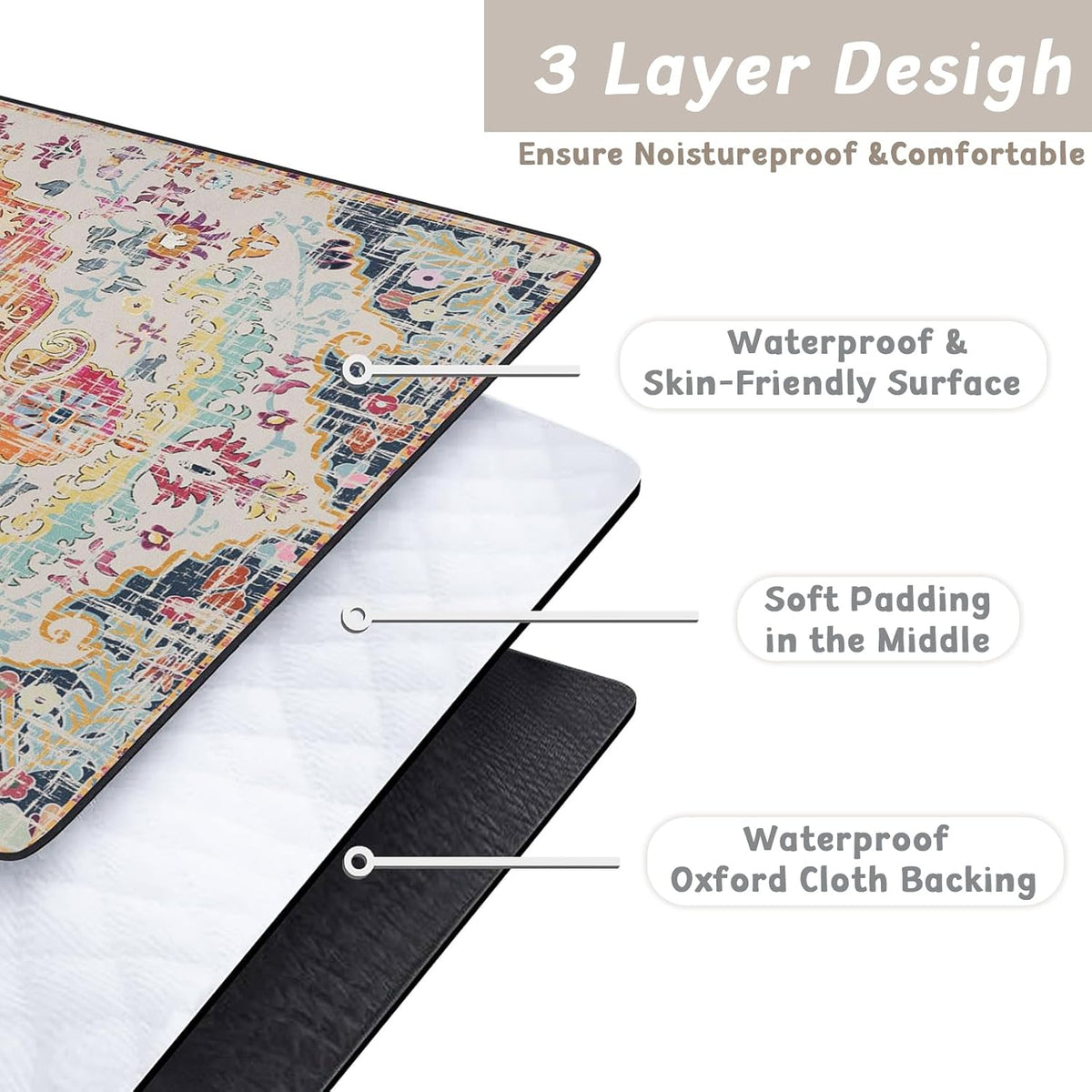 80"x80" Boho Waterproof Picnic Mat