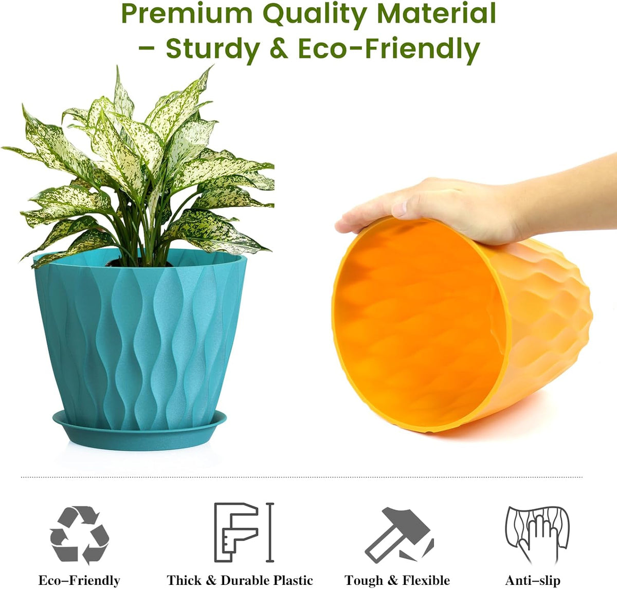 8 Inch Plant Pots 4 Pack