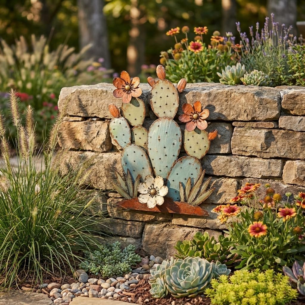 Prickly Pear Cactus Metal Wall Art