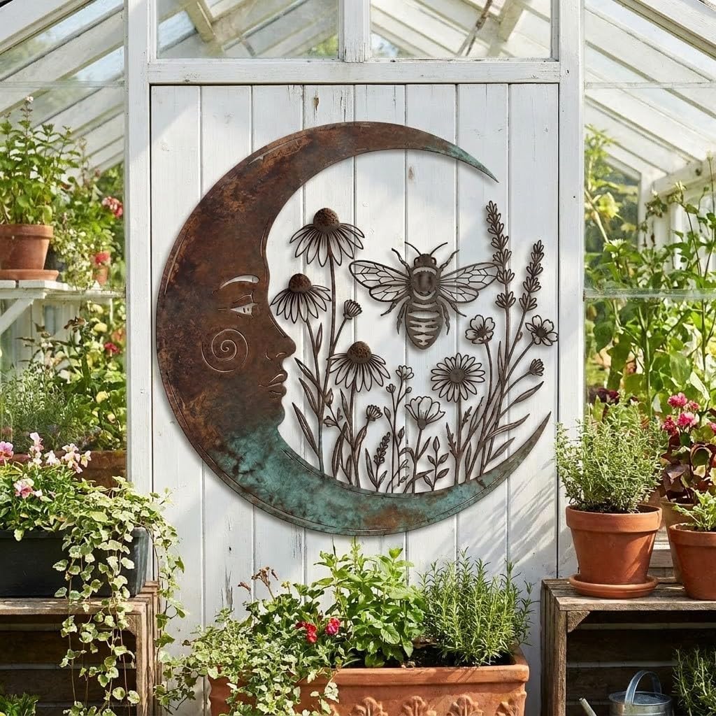 Moon Bee Metal Wall Art