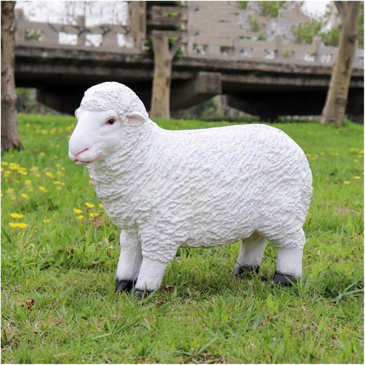 Large White Sheep Garden Statue