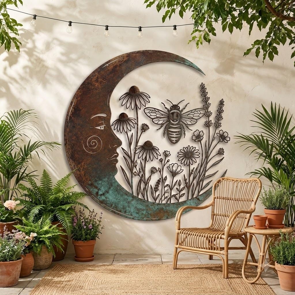 Moon Bee Metal Wall Art