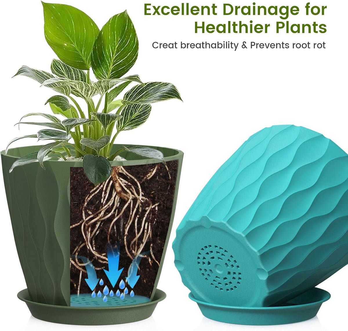 8 Inch Plant Pots 4 Pack