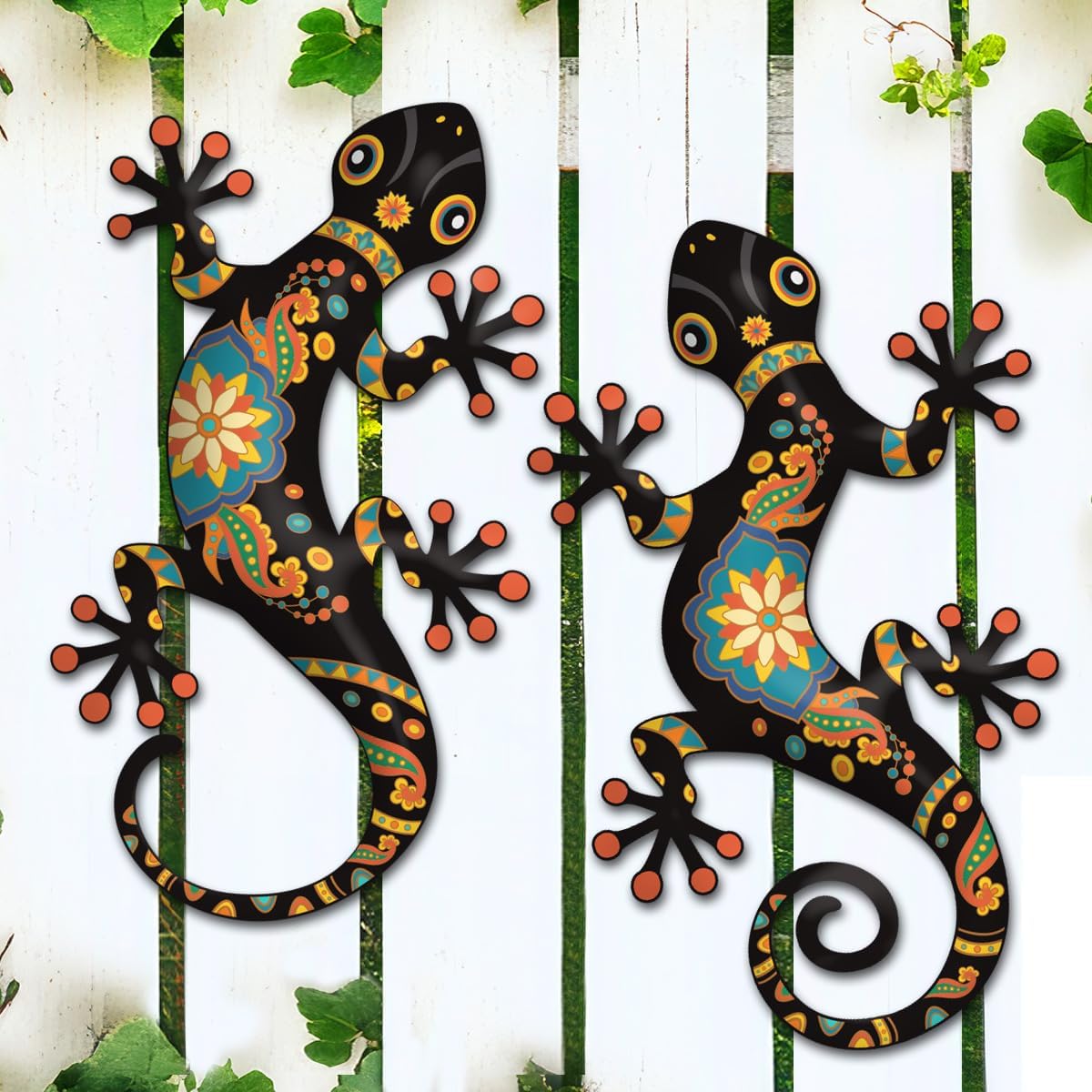 2Pcs Metal Gecko Wall Art