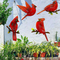4 Pack Cardinal Metal Bird Wall Art