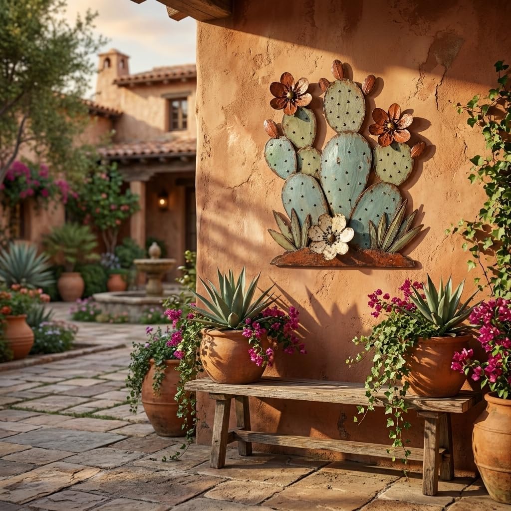 Prickly Pear Cactus Metal Wall Art