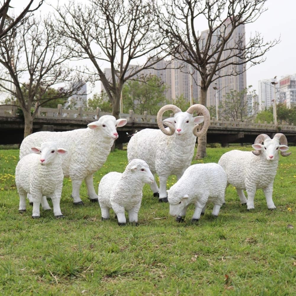 Large White Sheep Garden Statue