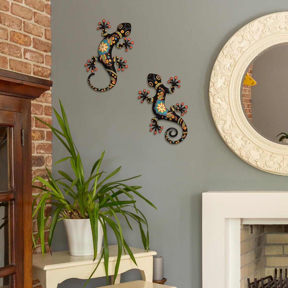 2Pcs Metal Gecko Wall Art