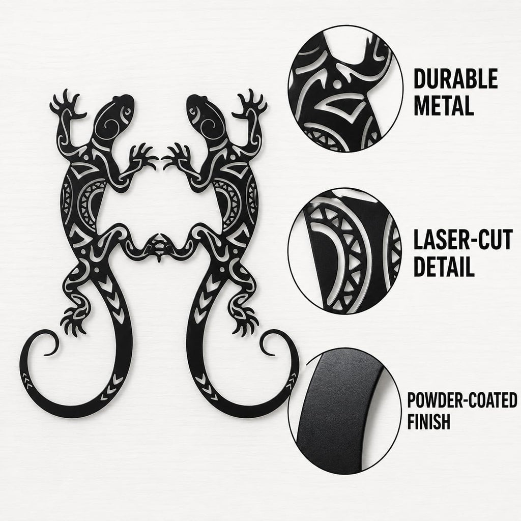 2Pcs Metal Gecko Wall Decor