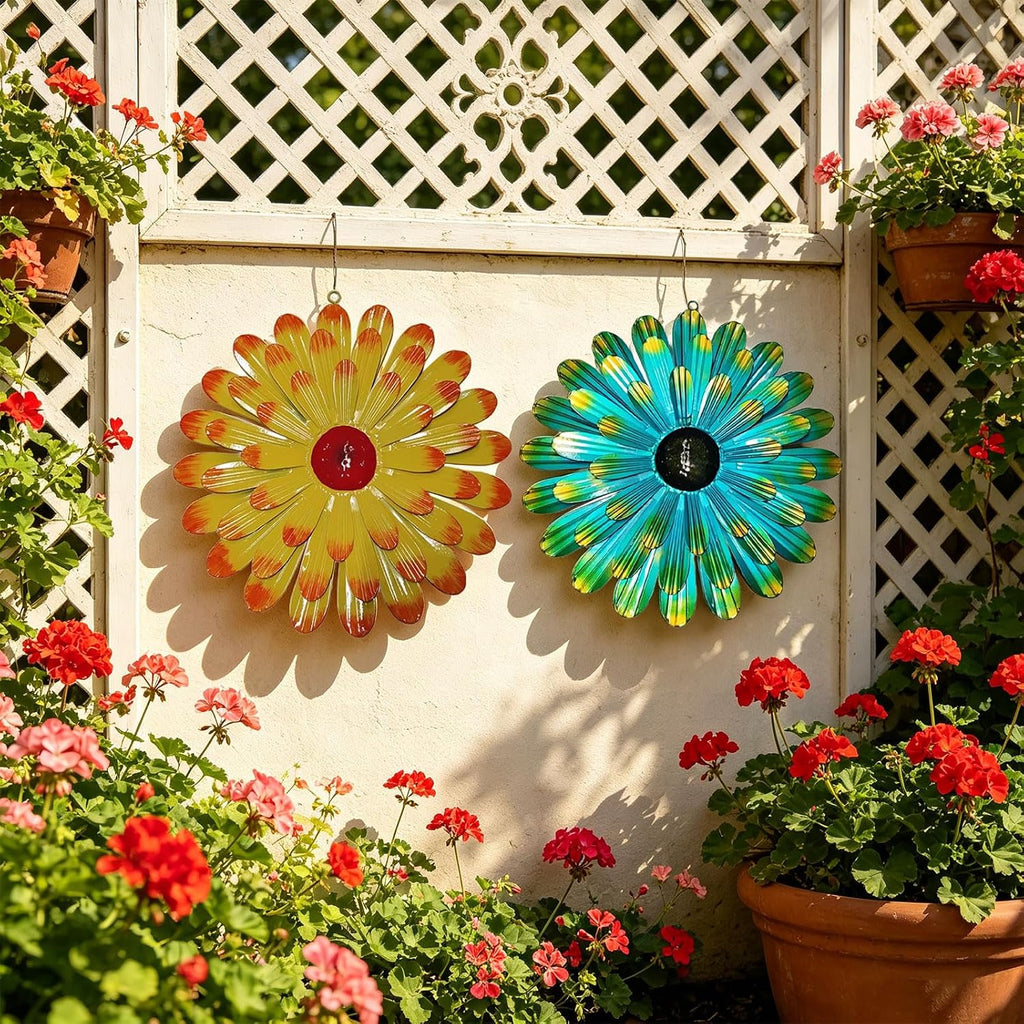 2Pcs Metal Floral Wall Decor