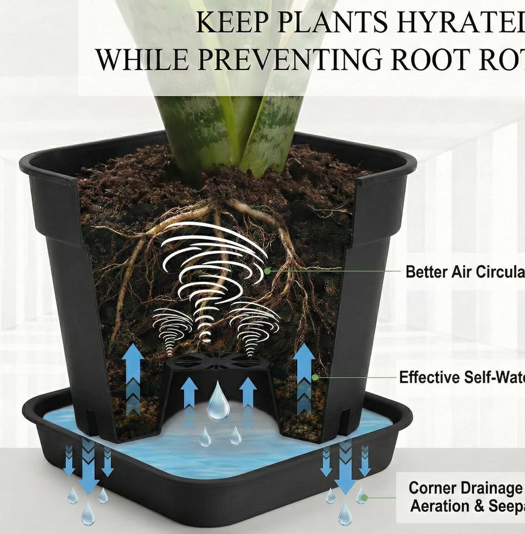 8 Inch Square Planters 6 Pack