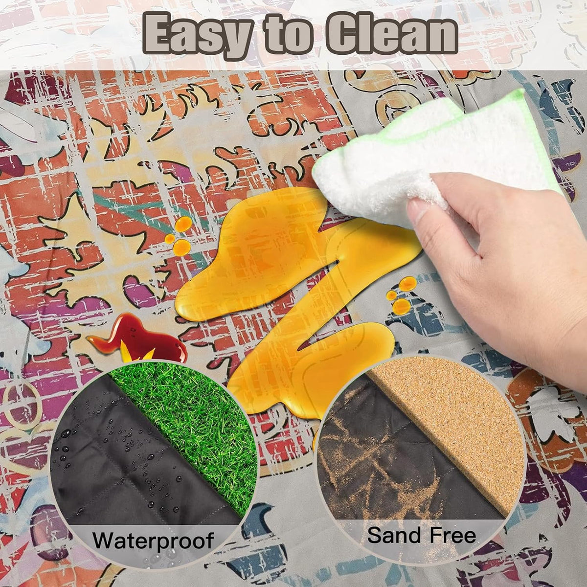 80"x80" Boho Waterproof Picnic Mat