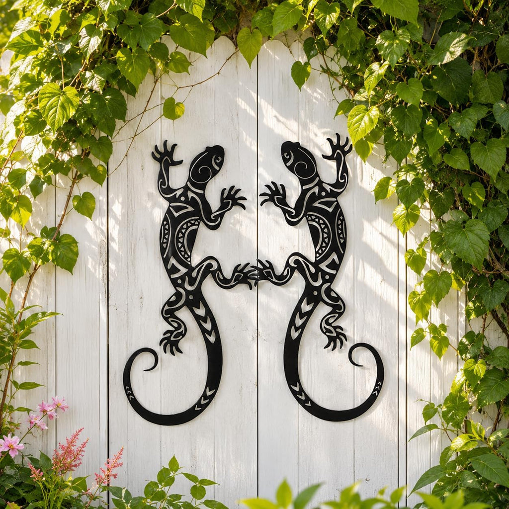 2Pcs Metal Gecko Wall Decor