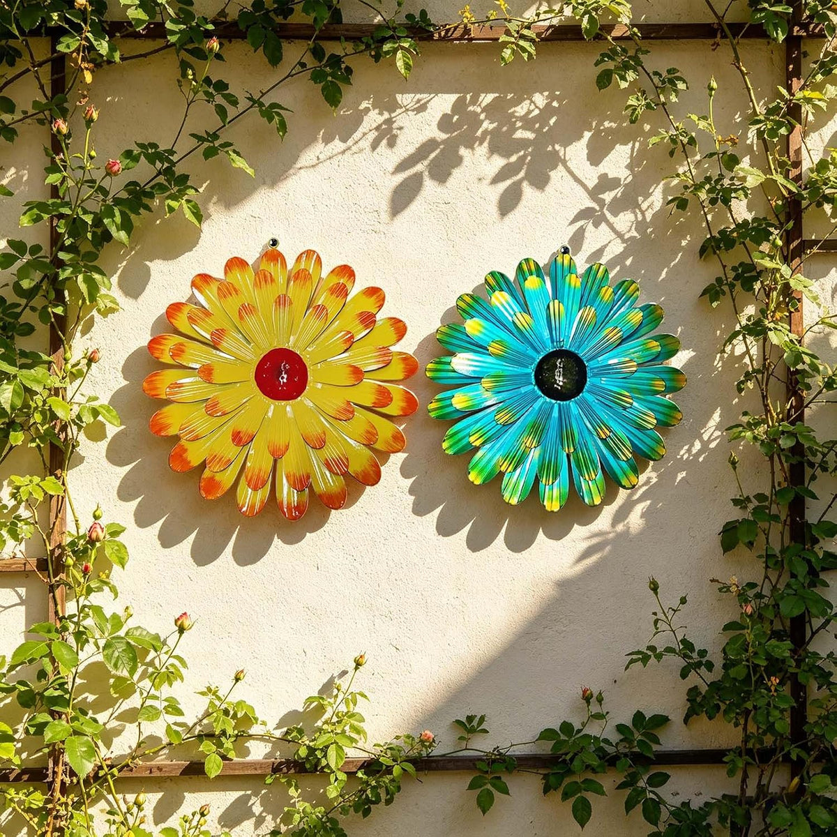 2Pcs Metal Floral Wall Decor