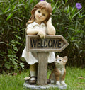 Girl Solar Garden Statue 17.3 Inch