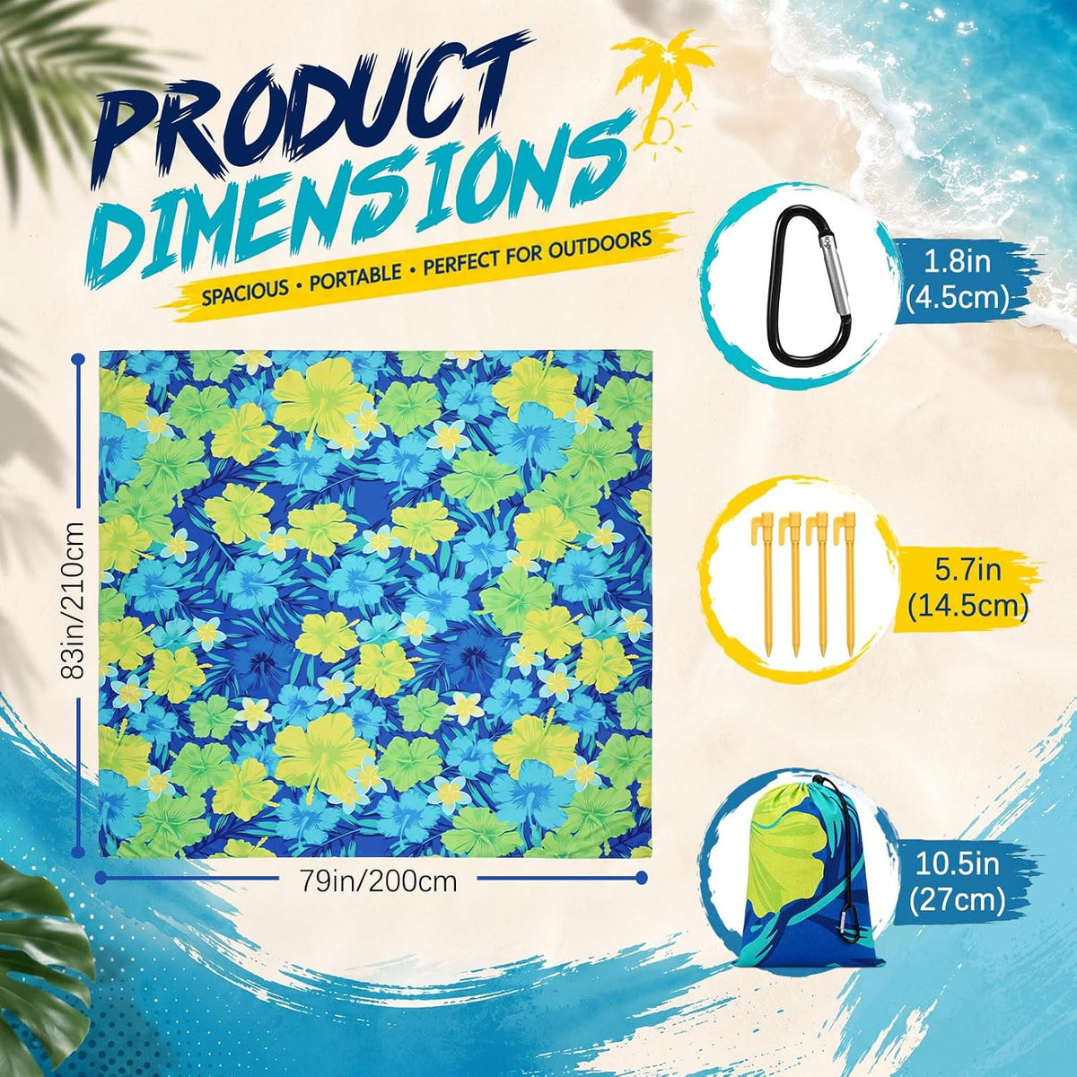 79"x83" Tropical Beach Blanket