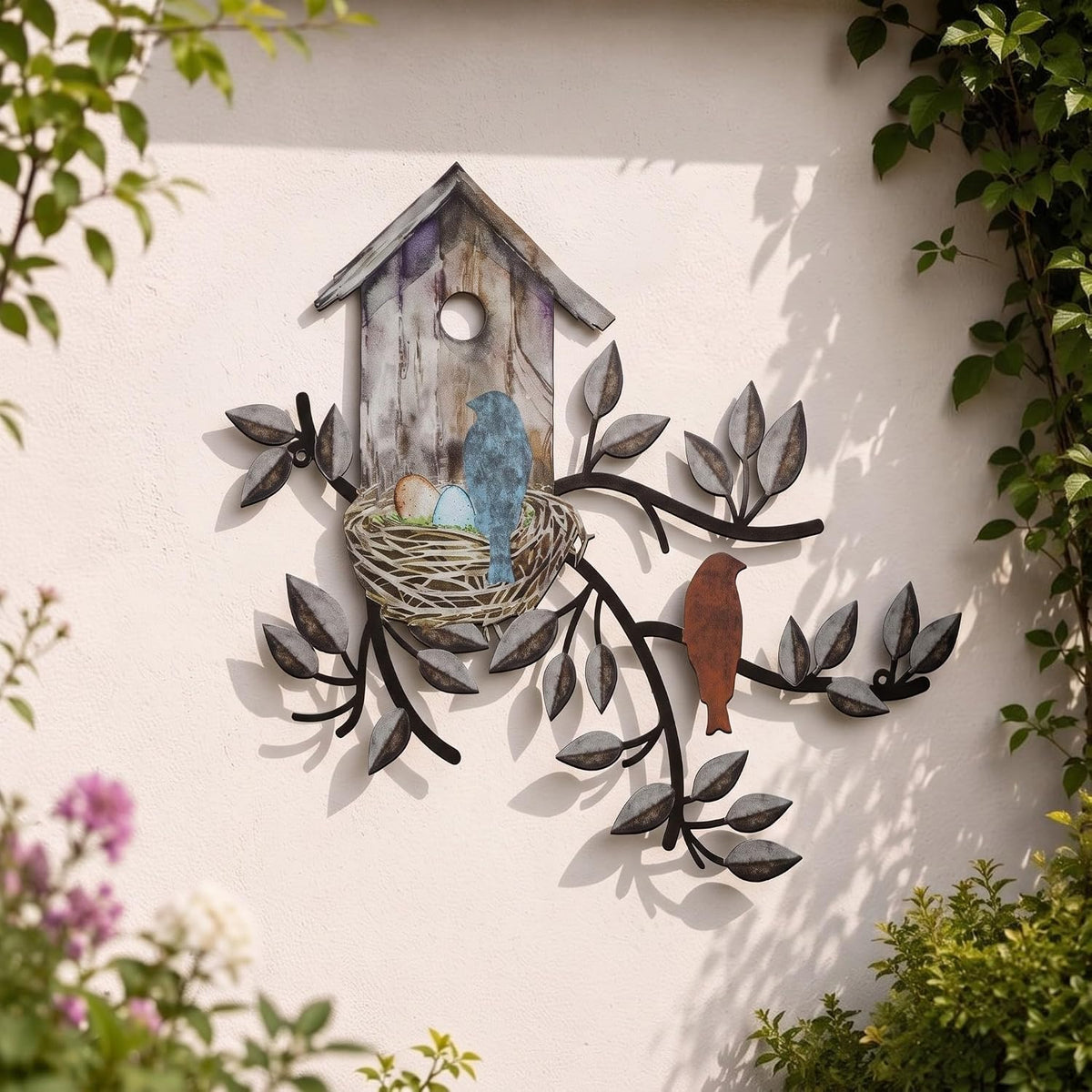 Brown Metal Bird Wall Decor