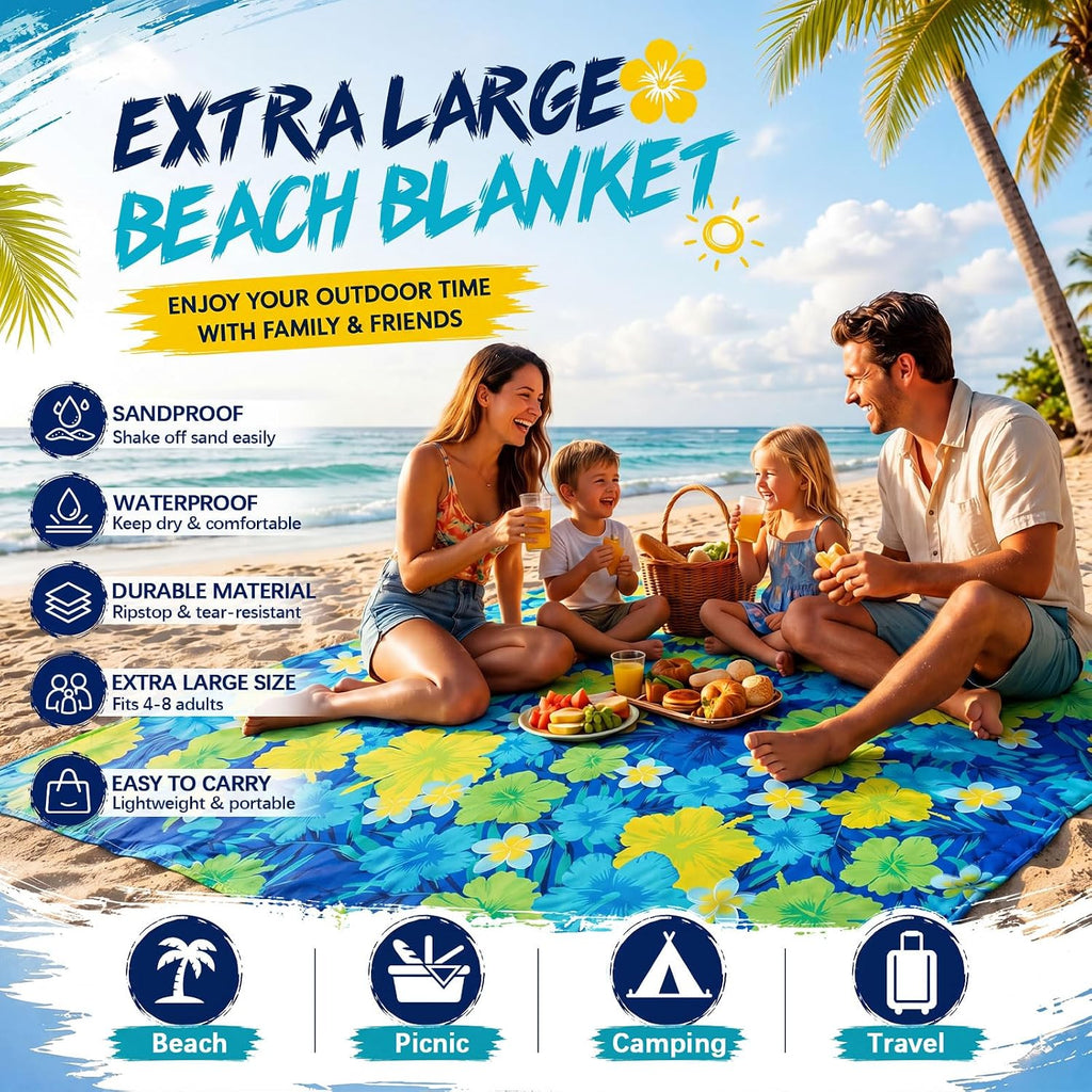 79"x83" Tropical Beach Blanket
