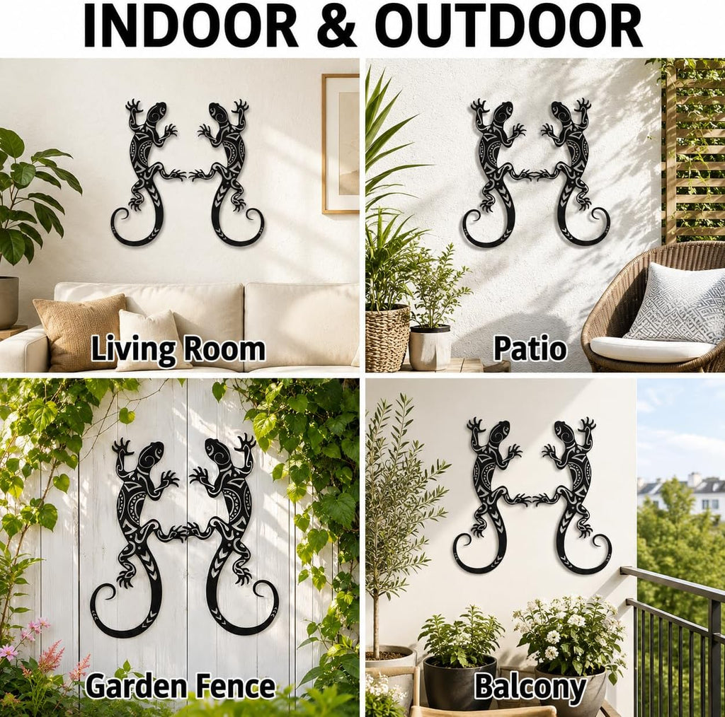 2Pcs Metal Gecko Wall Decor