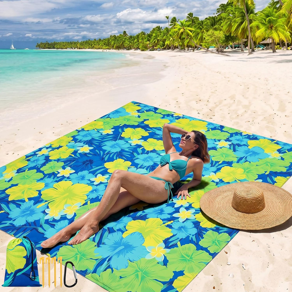 79"x83" Tropical Beach Blanket