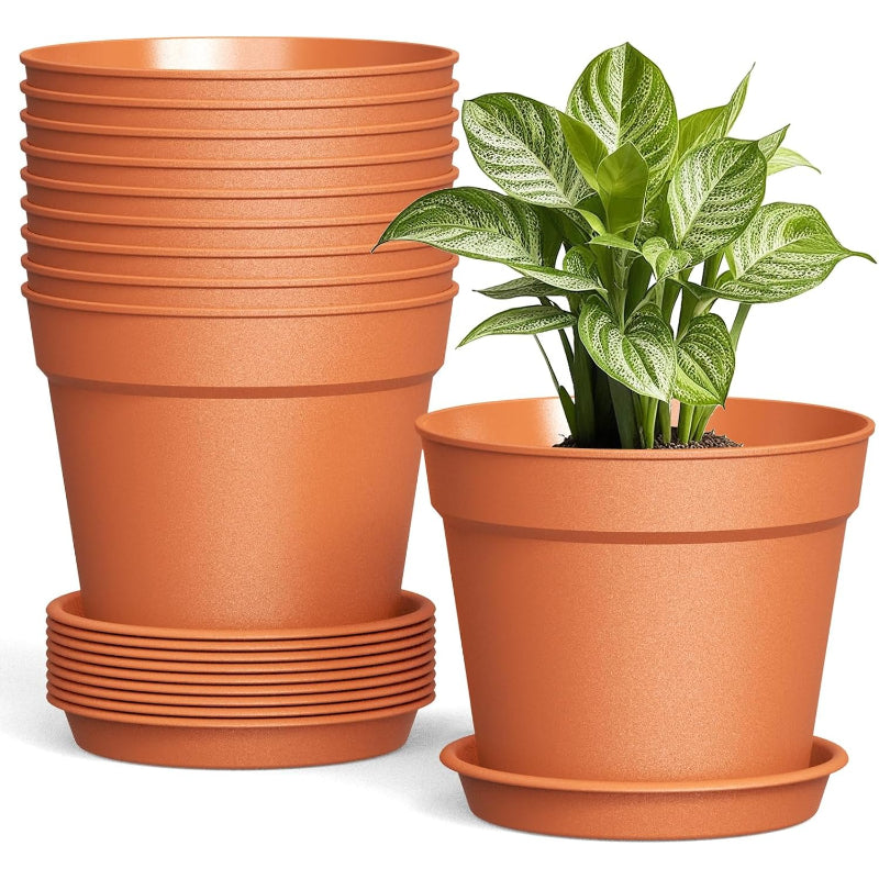 10 Pack 6 Inch Plant Pots Terracotta
